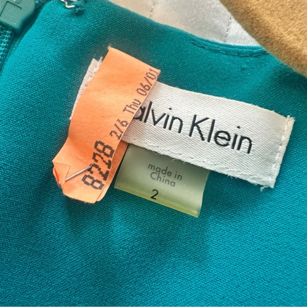 Calvin Klein Teal One-Shoulder Ruffle Dress - Picture 3 of 4